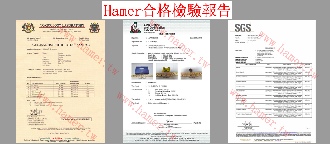 hamer合格證書